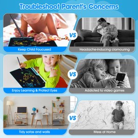POPERPUN LCD Writing Tablet for Kids, Rechargeable Doodle Board, 16 Inch Erasable Kids Drawing Pad Drawing Tablet Kids Toys for Ages3 4 5 6 7 8 Christmas Birthdays Gifts for Girls Boys Adults