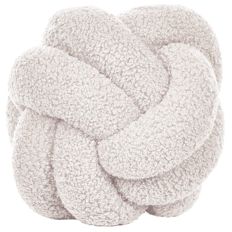 Beliani Set of 2 Modern Boucle Decorative Knot Cushion White