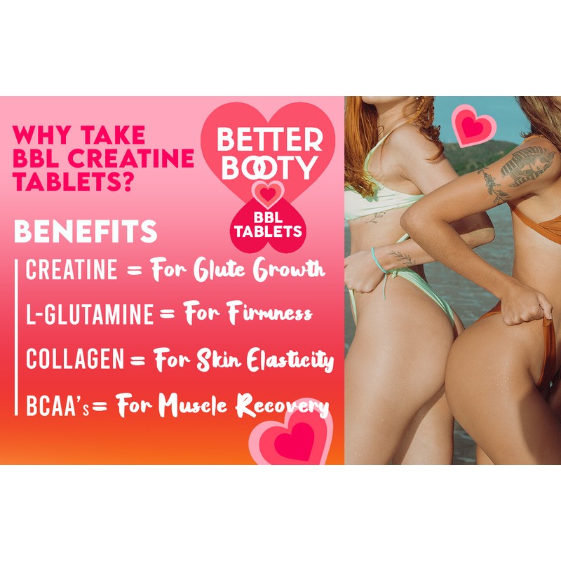 Angry Supplements Better Booty BBL Tablets Creatine for Women Glute