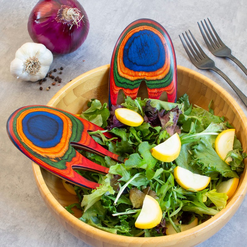 Totally Bamboo Baltique Marrakesh Collection Salad Hands Serving Utensil Set,