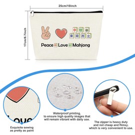 Mahjong Lover Gift Mahjong Game Funny Makeup Bag Gambling Lovers Gifts for Women Mom Grandma Aunt Birthday Christmas Mother's Day Gifts Cosmetic Bag Zipper Makeup Pouch