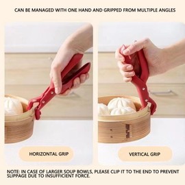 Pack of 2 Anti Scalding Clamps for Dishes and Plates Securely Holds Pots of Different Sizes Included Gripping Tools for Moving Bowls
