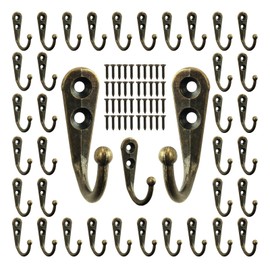 POZEAN 40 Pack Wall Hooks for Hanging, Heavy Duty Small Coat Hooks Wall Mounted for Living Room, Bathroom, Kitchen, Bedroom for Key, Cup, Bag, Hat, Scarf, and More (Bronze)