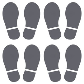 PATIKIL 11x4.2" Footprint Sticker, 4 Pairs PVC Shoes Floor Decal Sign for Class Decor Stair Guide, Dark Gray