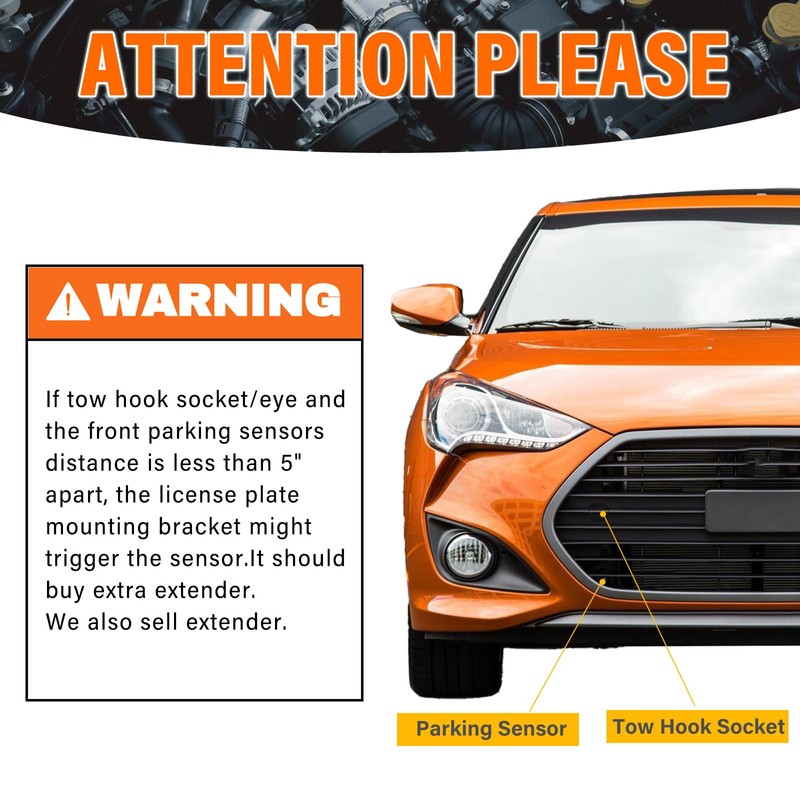 License Plate Holder Front Bracket No Drill Tow Hook Mount