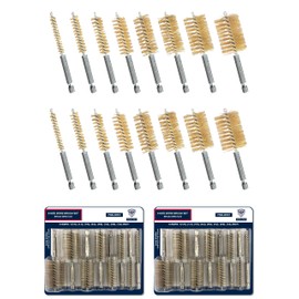 [8-Size_2 Sets] Bore Brush Set, Brass / Copper Wire Brush for Power Drill, Drill Brush Set, Metal Brush, Cleaning Brush, 1(1/8), 1.0, 7/8, 3/4, 5/8, 1/2, 3/8, 1/4-inch Diameter, w/ 1/4-in Hex Shank