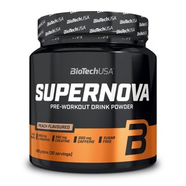 BioTechUSA Supernova | Zuckerfreies Pre-Workout-Pulver | 10 aktive Inhaltsstoffe | Mikronisiertes Kreatin | Hoher Koffeingehalt | 282 g | Pfirsich