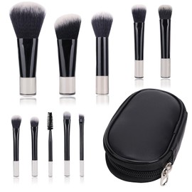 Mini Makeup Brush Set, 10-Piece Make Up Brush Set, Travel Brush Set Makeup with PU Bag, Cosmetic Brush Set, Portable Makeup Brush Sets for Brushing Foundation, Foundation, Eyeshadow, Blush