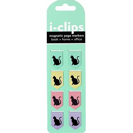 Black Cats i-clips Magnetic Page Markers (Set of 8 Magnetic Bookmarks)