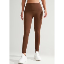 Sheryer High Waisted 7/8 Leggings with Pockets, No Front Seam Buttery Soft Tummy Control Workout Yoga Pants for Women 25" Dark Brown