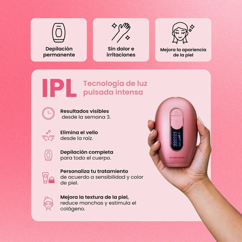Depiladora Ipl Pro Shinnyskin Luz Pulsada Permanente Color Rosa
