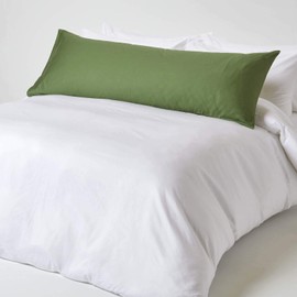 HOMESCAPES Organic Pillowcase 50 x 140 cm Moss Green 100% Organic Cotton, Satin Pillow Cover Side Sleeper Pillow