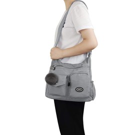 SUKRY Nylon Crossbody Bag for Women with Anti theft RFID Pocket, Waterproof Shoulder Bag Travel Purses and Handbag (Grey)