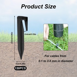 120pcs Ground Anchor Pegs, Ground Pegs for Robotic Lawnmower Boundary Cables Wire, Lawn Mower Accessories, Ground Spikes Ground Hooks for Robotic Lawnmower Spikes Compatible with Gardena Bosch Worx