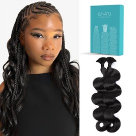 Lvnatu Body Wave Boho Human Hair for Bohemian Knotless Braids Braiding Bulk 2 Bundles No Weft 14 Inch 100g Jet Black - Easy to Install for Salon/Home/Beginners
