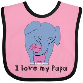 inktastic I Love My Papa Elephant Blue Pink Baby Bib Pink and Black 26cb1