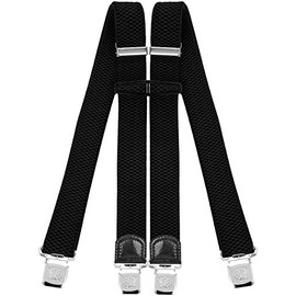 Decalen Mens Braces with Very Strong Clips Heavy Duty Suspenders One Size Fits All Wide Adjustable and Elastic X Style (Black)