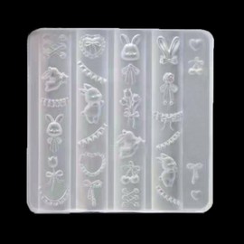 Lace Bunny Nail Art Molds Bowknot Silicone Molds Cartoon Bow Design Carving Template Resin Mould for Nail Charms Making Embossed Stencils