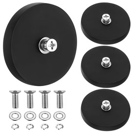 4 Strong Magnets with Thread, 43 mm Magnet Rubberised with M4 Screws, Neodymium Magnets, Rubberised, Non-Slip Magnets Magnetic Base, Magnets for Screwing on Light Strips Vehicles (Extra Strong 15 kg