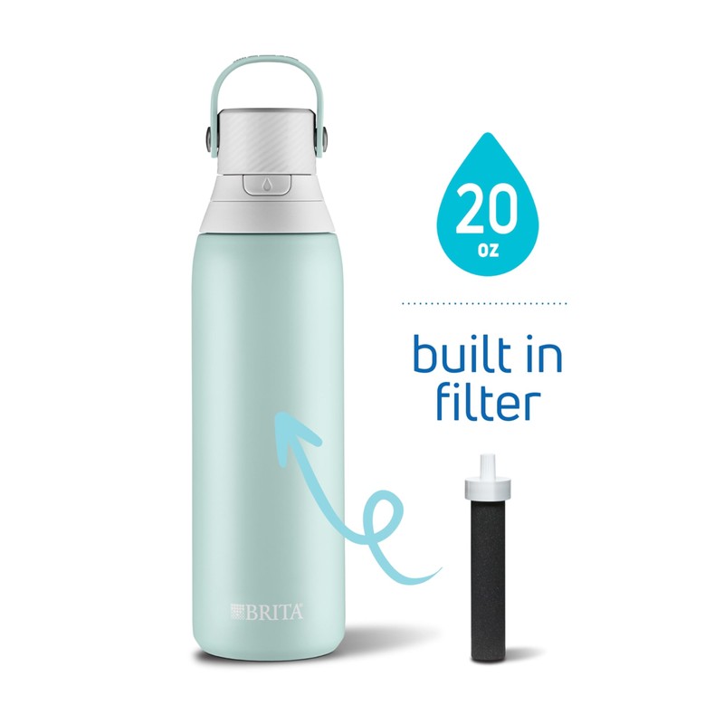 Brita Insulated Filtered Water Bottle with Straw, Reusable, Stainless Steel