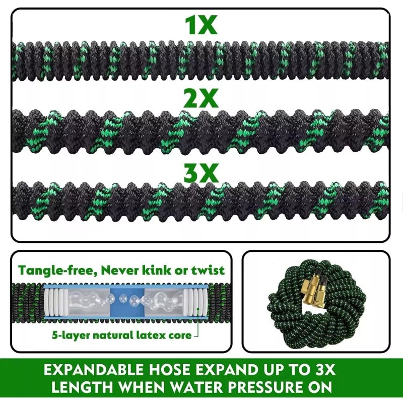 Xirssvy Expanding Expandable Flexible Garden Water Hose w Spray Nozzle