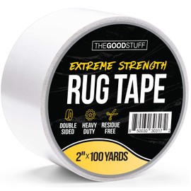 Heavy Duty Double Sided Rug Tape [2"x100yd] Rug Pad Gripper for Hardwood Floors, Vinyl, Area Rugs, Tiles, and Concrete, Two Sided Tape Heavy Duty Carpet Tape, Strong Double Sided Carpet Tape