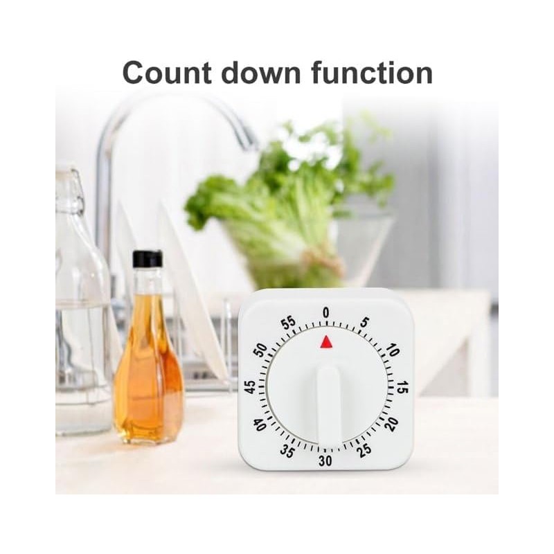 Sluswallow White 60-Minute Mechanical Kitchen Timer Wind Up Timer Visual