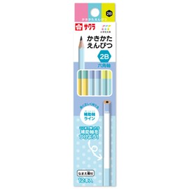 Sakura Crepas GE2B6-C Shikakata Pencil, Elementary School Stationery, 2B, Hexagonal C, 12 Pieces
