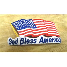 Patches God Bless America USA American Flag Embroidered Iron On Patch *New* 3.75X1.75