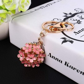 Dekaim Daisy Flower Keychain, Pink Flower Keyring Charm Pendant Alloy Purse Key Ring for Bag Purse Car Gift Five Color Decoration