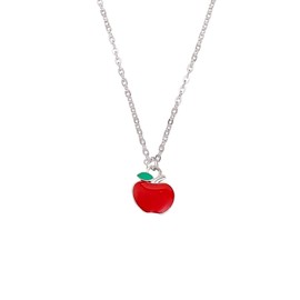 ZMJK Stars Christmas Tree Pendant Necklace for Women Sweet Christmas Bell Santa Collarbone Chain Snowflake Apple Necklace for Friends Christmas Gift(Red apple)