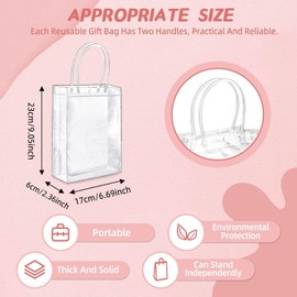 Slzhds 10 Pcs Bolsas de Regalo Transparentes, Bolsas Transparentes para Dulces, Bolsa de Plástico de PVC Transparente con Asa, Reutilizables, Cumpleaños, para Boda, Baby Shower, Favores de Fiesta