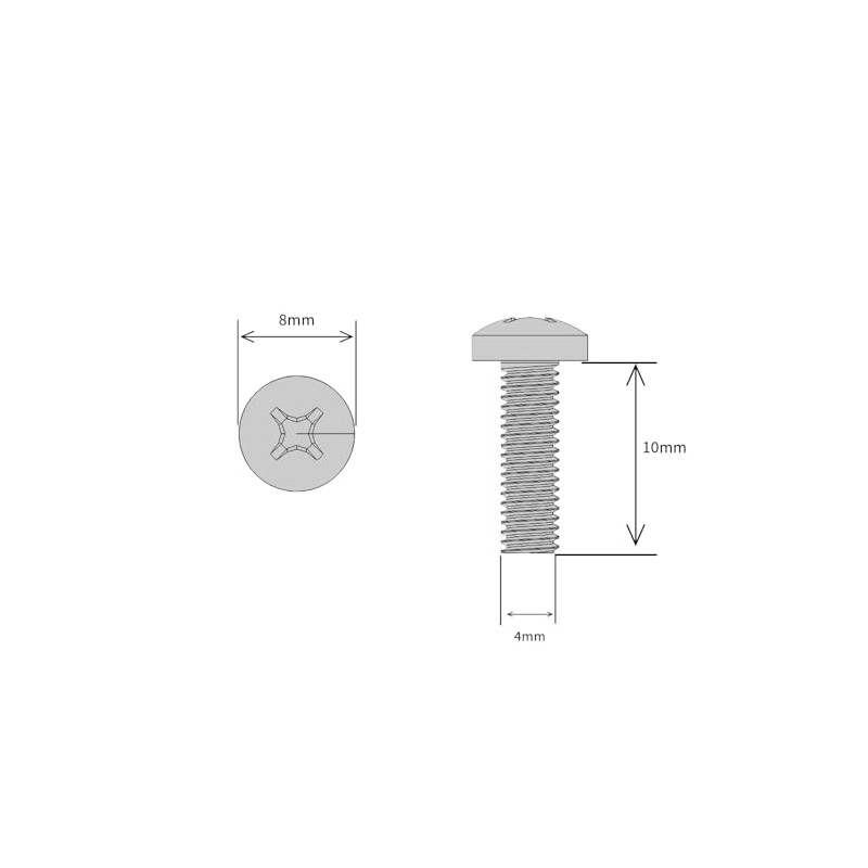 M4 (4mm x 10mm) Pozi Pan Head Machine Screws -