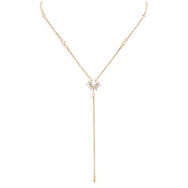 Mikovivi Lariat Necklace for Women, Dainty Long Drop Necklace Simple Y Shaped Chain Teardrop Star Pendant Necklace Jewelry Gift for Women Party Birthday Wedding Trendy Stuff