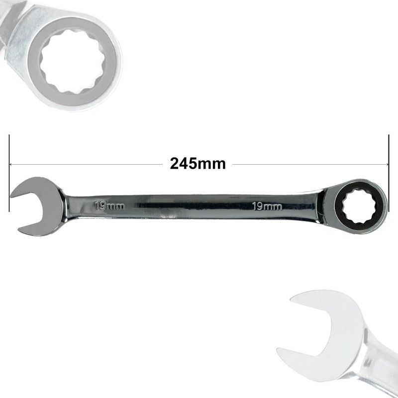 Seshin Buffalo 19mm Ratchet Spanner Steel Fixed Head Gear Wrench