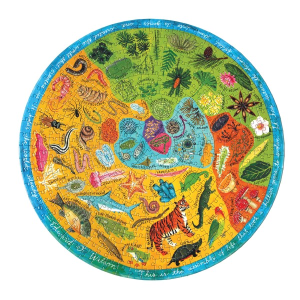eeBoo: Piece and Love Biodiversity 500 Piece adult Round Jigsaw Puzzle, Jigsaw Puzzle for Adults and Families, Includes Glossy and Sturdy Pieces