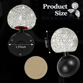 Wuyaoyao Bling Car Push to Start Button Rocker, Joystick Engine Start Stop Button Cover, One-Touch Start Button Cover with Rocker Lever, Crystal Rhinestone Decorative Car Accessories(White)