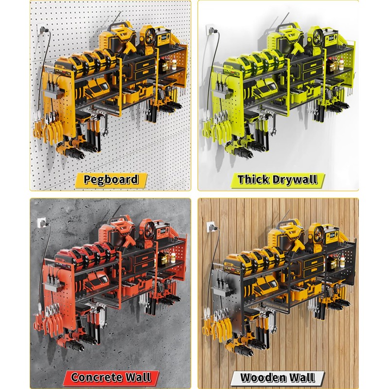 Kweetle Heavy-Duty 48" Wall Mount Power Tool Organizer with Charging