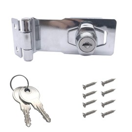 NGe NGe 4Right Angle Rotary Safety Buckle LockSafety Door Clasp Gate Lock Latch -2 Keys and 8 Screws-Twist Knob Keyed Locking Hasp for Small Doors, Cabinets and More
