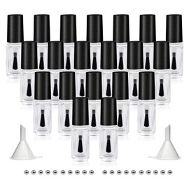 Agidea Empty Nail Polish Bottles with Round Brush 5ML, 20Pack Small Empty Glass Refillable Nail Polish Containers with Mixing Balls & Funnels (Matte Black)