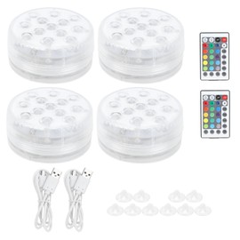 4PCS 16 Color LED Submersible Light with Magnet Suction Cup RGB Pool Lamp for Fish Tank Fountain
