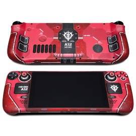 Steam Deck skin, Red Zaku II edition, Full wrapping matte vinyl skin for Steam Deck (Designed by POP SKIN), Compatible with both Steam Deck LCD version and OLED version.