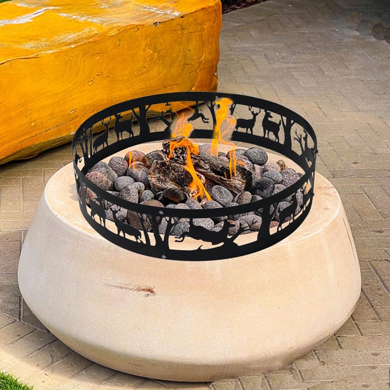 FLITURE Fire Pit Ring - Heavy-Duty 36'' Steel Fire Ring