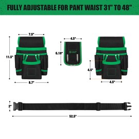 Magnetic Tool Belt for Men, 26 Pockets Heavy Duty Tool Pouch, Valentine's Day Gifts, Magnet Holster Nail Utility Toolbelt Detachable Waist Holder for Handyman Contractor Mechanic Plumber Roofer -Green