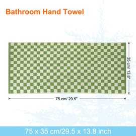 sourcing map 4 Pcs Bathroom Hand Towels Green Soft Absorbent Face Towels Cotton Wash Cloths 13 x 29 Inch Kitchen Hand Towels for Bathroom Gym Drying Hand Face Hair (Checkered Pattern)