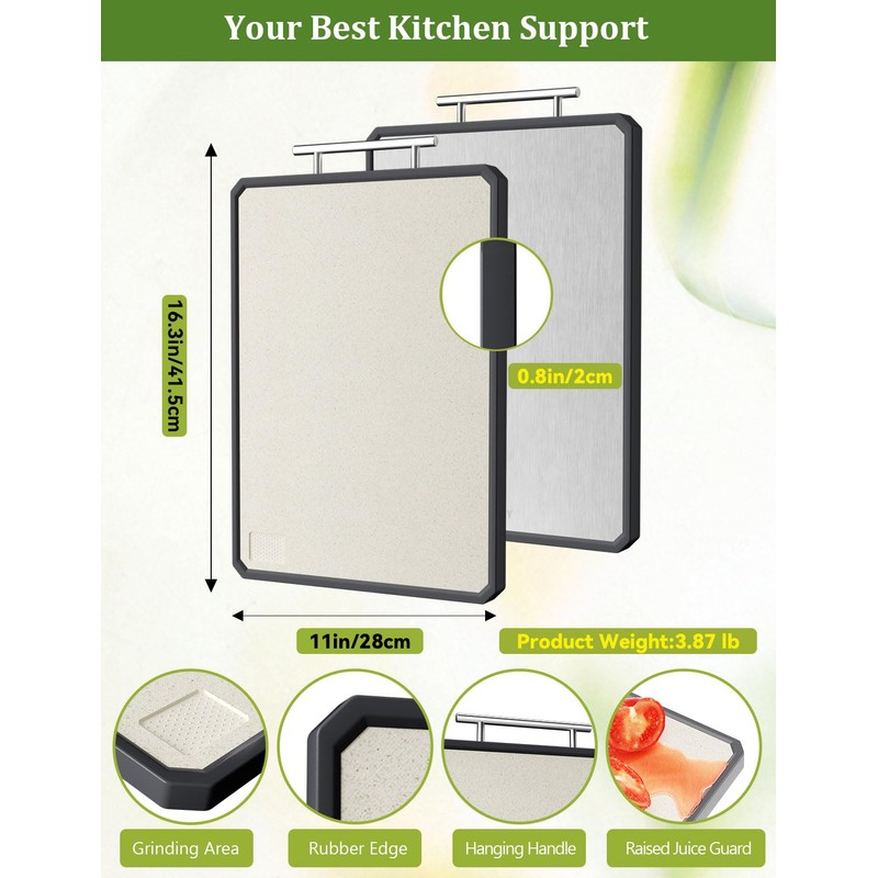 Titanium Cutting Boards for Kitchen, 2 in 1 Non Toxic