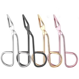 Stainless Steel Eyebrow Scissors Tweezers,Elbow Pliers Clip Scissors,Flat Tip Tweezers Hair Plucker Hair Removal Tweezers (Black)