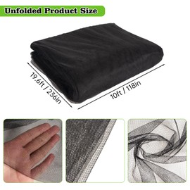 20x10Ft Mosquito Netting Garden Mesh Netting, Fly Bird Net Barrier Hunting Blind Plant Protecting Net, 3x6m Black