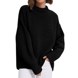 PRETTYGARDEN Womens Sweaters Fall 2025 Trendy Casual Crewneck Long Sleeve Cozy Knit Pullover Sweater Tops Winter Clothing(Black,Medium)