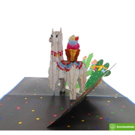 GREENHANDSHAKE Happy Birthday Llama, Pop Up Card, 3D Popup Greeting Cards, for Birthday